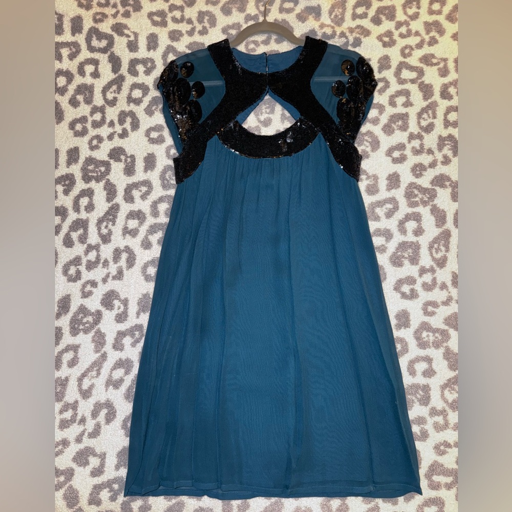 French Connection teal sequins